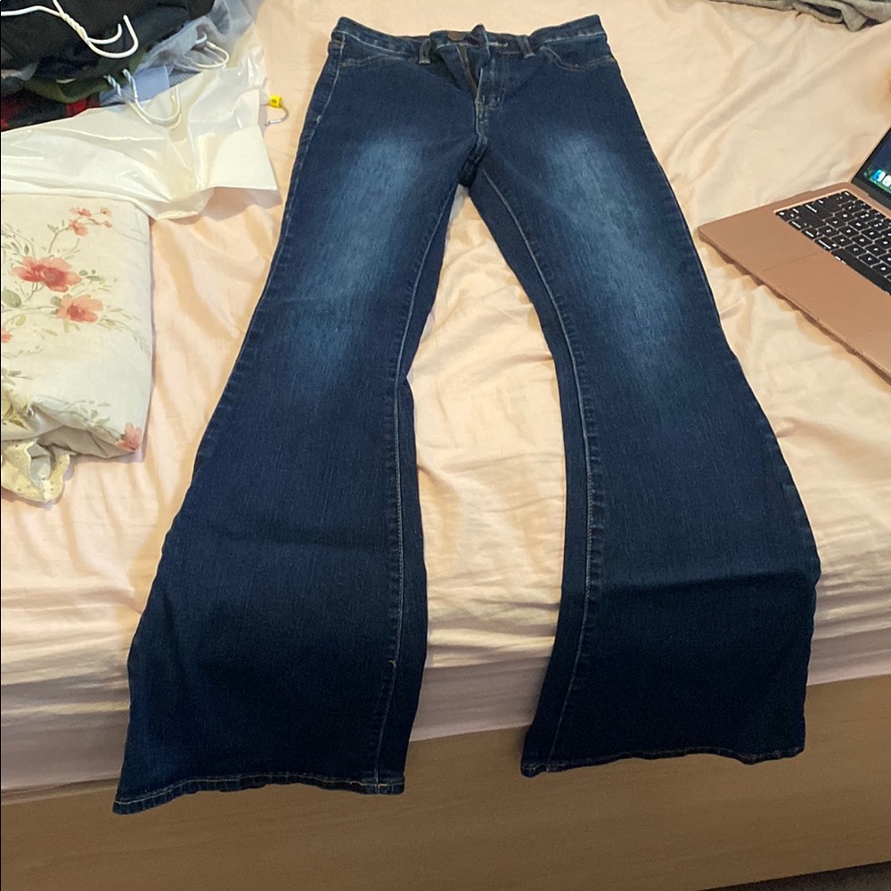 Refuge Blue Flare Wide Leg Jeans Retro Style